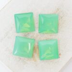 12 mm princess square glass cabochon Pacific Opal x 4 pc(s)
