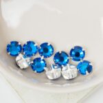 6 mm / ss30 Preciosa sew-on rhinestone Capri Blue in Silver-colored setting x 10 pc(s)