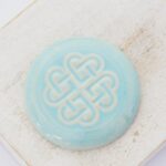 31 mm Ceilidh Heart Beadingschool Art Cabochon Light Blue on light clay x 1 pc(s)