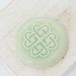 31 mm Ceilidh Heart Beadingschool Art Cabochon Soft Turquoise on light clay x 1 pc(s)