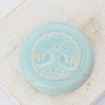 31 mm Tree of Life Beadingschool Art Cabochon Light Blue on light clay x 1 pc(s)