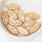 9x20 mm Eye Ship bead Luster Light Brown Gold Painted x 10 pc(s)