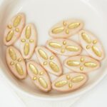 9x20 mm Eye Ship bead Luster Pink Satin Gold Painted x 10 pc(s)