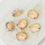 8x10 mm oval glass cabochon Juicy Peach Shine with silver-colored claw x 6 pc(s)