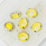 8x10 mm oval glass cabochon Light Topaz Shine with silver-colored claw x 6 pc(s)