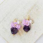 10x17 mm Pearly Bell Charm Amethyst AB Gold-colored x 2 pc(s)