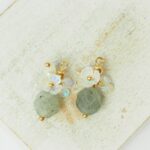 10x17 mm Pearly Bell Charm Grey Stone AB Gold-colored x 2 pc(s)