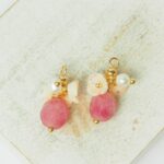 10x17 mm Pearly Bell Charm Pink Opal AB Gold-colored x 2 pc(s)
