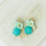 10x17 mm Pearly Bell Charm Turquoise Blue AB Gold-colored x 2 pc(s)