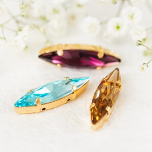 9.5x35 mm Preciosa FANCY slim navette cabochons with claw