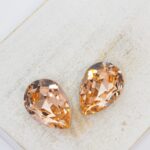 13x18 mm Preciosa Fancy baroque pear cabochon Light Peach x 2 pc(s)