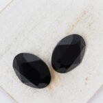 13x18 mm Preciosa Fancy oval cabochon Jet x 2 pc(s)