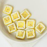 10x10 mm Squared Kiwi bead Luster Yellow Beige Travertin x 10 pc(s)