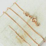 0.8 mm Snake Chain with Lobster Clasps and Stopper Beads Rose Gold-colored x 45 cm
