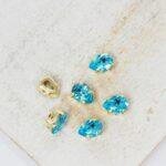 4x6 mm Preciosa Fancy Baroque Pear Aqua Bohemica with Gold-colored claw x 6 pc(s)
