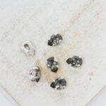 4x6 mm Preciosa Fancy Baroque Pear Black Diamond with Silver-colored claw x 6 pc(s)