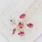 4x6 mm Preciosa Fancy Baroque Pear Rose with Silver-colored claw x 6 pc(s)