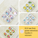 8×10 mm Oval glass cabochon bundle 4 colours