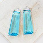 11.5x29 mm Elegant Trapezoid drop in metal setting Aquamarine Silver-colored x 2 pc(s)