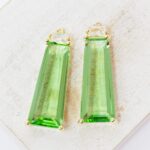 11.5x29 mm Elegant Trapezoid drop in metal setting Peridot Gold-colored x 2 pc(s)