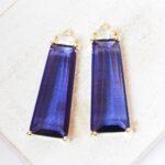 11.5x29 mm Elegant Trapezoid drop in metal setting Purple Gold-colored x 2 pc(s)