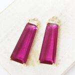 11.5x29 mm Elegant Trapezoid drop in metal setting Purple Sapphire Gold colored x 2 pc(s)