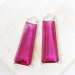11.5x29 mm Elegant Trapezoid drop in metal setting Purple Sapphire Silver-colored x 2 pc(s)