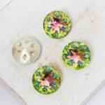 12 mm Moonface Round glass Cabochon Vitrail Rose x 4 pc(s)