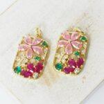 14x21 mm Flower Garden Charm Gold-colored x 2 pc(s)