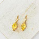 7x19 mm Mystic Rhombus drop in metal setting Light Topaz gold colored x 2 pc(s)