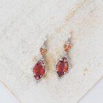 7x19 mm Mystic Rhombus drop in metal setting Red Brown silver-colored x 2 pc(s)