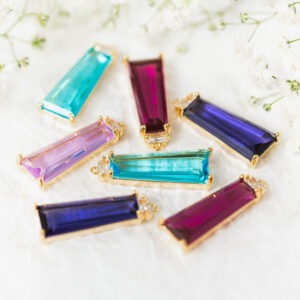 11.5x29 mm elegant trapezoid glass drops in metal settings