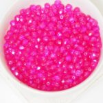 4 mm Fire-polished round beads Metallic Ice Fuchsia x 60 pc(s)