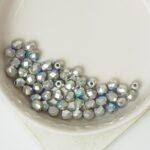 4 mm Fire-polished round beads Crystal Glittery Silver x 60 pc(s)