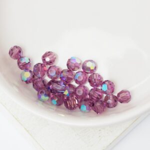4 mm Preciosa faceted round beads Amethyst AB x 25 pc(s)