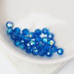 4 mm Preciosa faceted round beads Capri Blue AB  x 25 pc(s)