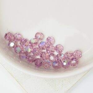 4 mm Preciosa faceted round beads Light Amethyst AB x 25 pc(s)