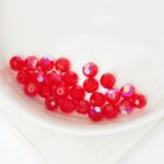 4 mm Preciosa faceted round beads Light Siam AB x 25 pc(s)