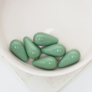 8x15 mm Preciosa Nacre pear pearls Sage x 6 pc(s)