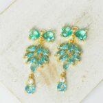 12x30 mm Butterfly of Paradise glass drop in metal setting Blue Zircon Gold colored x 2 pc(s)