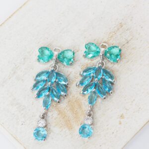 12x30 mm Butterfly of Paradise glass drop in metal setting Blue Zircon Platinum colored x 2 pc(s)