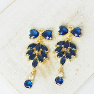 12x30 mm Butterfly of Paradise glass drop in metal setting Dark Blue Gold colored x 2 pc(s)