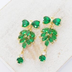 12x30 mm Butterfly of Paradise glass drop in metal setting Emerald Gold colored x 2 pc(s)