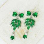 12x30 mm Butterfly of Paradise glass drop in metal setting Emerald Platinum colored x 2 pc(s)