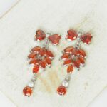 12x30 mm Butterfly of Paradise glass drop in metal setting Lava Red Platinum colored x 2 pc(s)