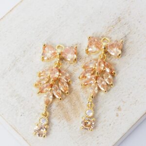 12x30 mm Butterfly of Paradise glass drop in metal setting Light Peach Gold colored x 2 pc(s)