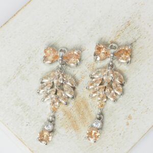 12x30 mm Butterfly of Paradise glass drop in metal setting Light Peach Platinum colored x 2 pc(s)