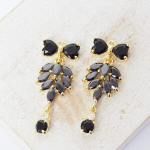 12x30 mm Butterfly of Paradise glass drop in metal setting Magic Black Gold colored x 2 pc(s)