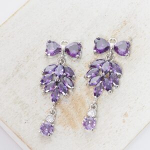 12x30 mm Butterfly of Paradise glass drop in metal setting Medium Purple Platinum colored x 2 pc(s)