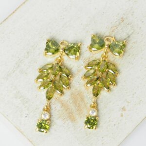 12x30 mm Butterfly of Paradise glass drop in metal setting Olivine Gold colored x 2 pc(s)